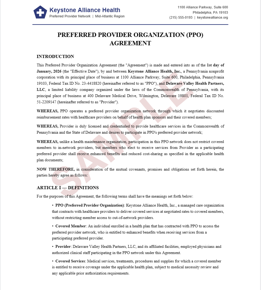 preferred-provider-organization-agreement-example