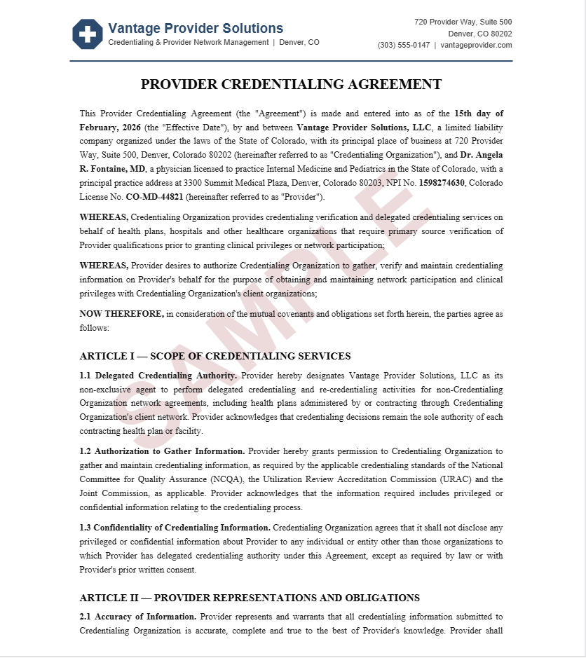 provider-credentialing-agreement-example