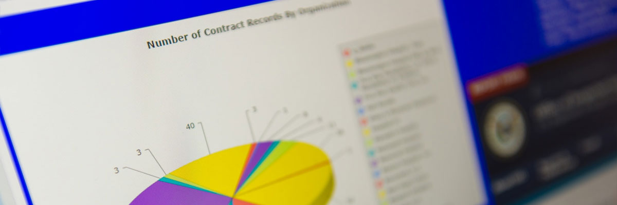 Number of contract records screen with pie chart