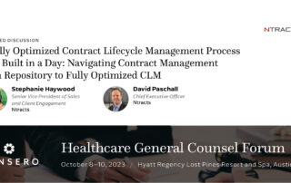 Ntracts' Leaders to Moderate Discussion at the Consero Healthcare General Counsel Forum
