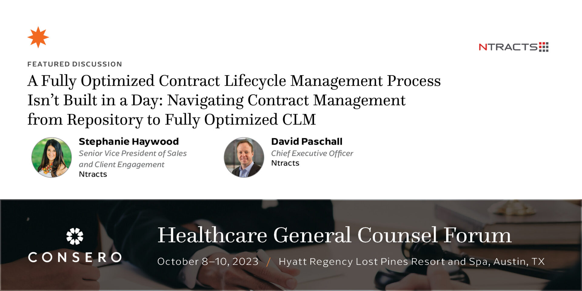 Ntracts' Leaders to Moderate Discussion at the Consero Healthcare General Counsel Forum